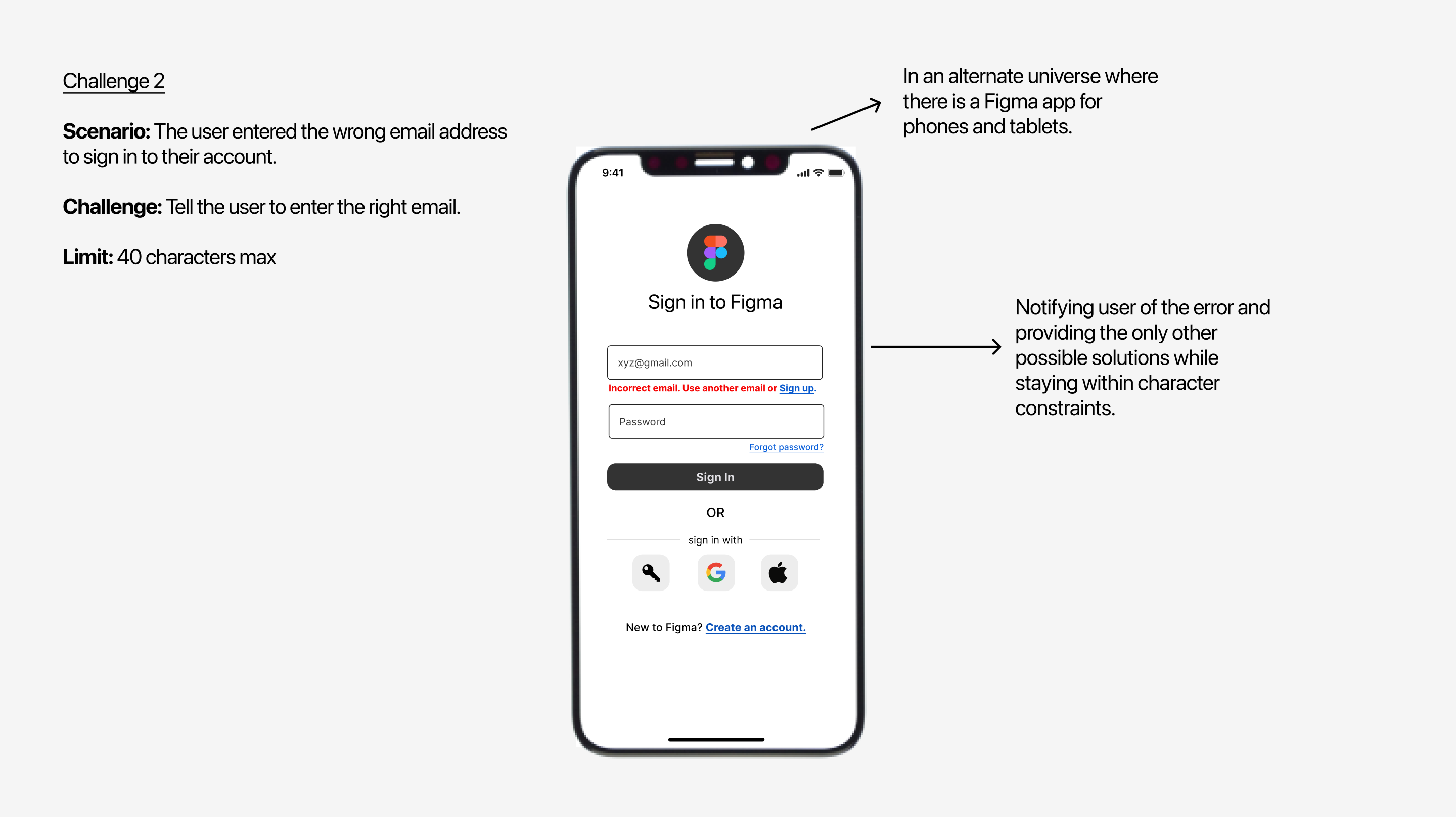 Sign-in errors design